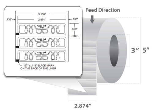 10018352 - Zebra 2.874" x 0.669" Z-Perform 1500T RFID Label (Case)
