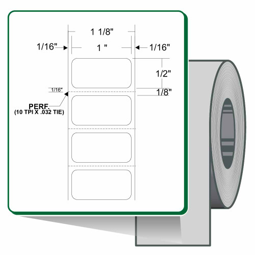 10023200 - Zebra 1" x 0.5" Z-Supreme 2000T Label (Case)