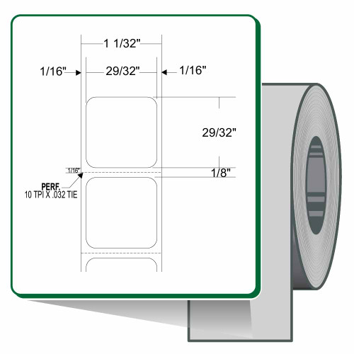 10023239 - Zebra 0.9" x 0.9" Z-Xtreme 4000T Label (Case)