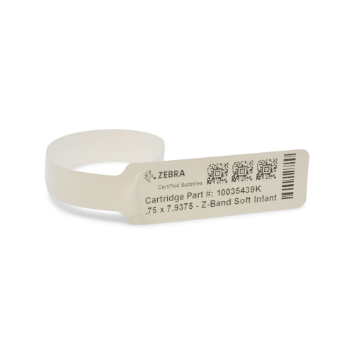 10035439K - Zebra 0.75" x 7.6875" Z-Band Soft Infant Wristband (Case) (Cartridge)