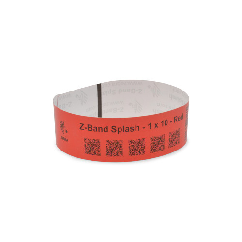 10012718-1-EA - Zebra 1" x 10" Z-Band Splash Wristband (Red) (Roll)