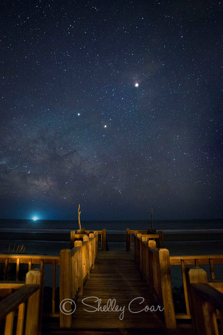 A photograph by Shelley Coar of the Milky-way rising over Fripp Island, South Carolina in the summer time.