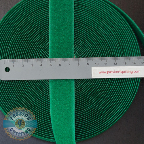 Green Velcro fastener tape, top and bottom, 25mm wide, 25cm length, multiple quantities available.