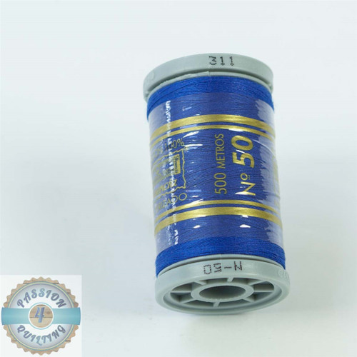Royal blue, 100% extra-long staple Egyptian cotton thread, mercerized for strength, colorfast, shrinkfast & virtually lint-free, 50wt, 3ply, 500m spool. Royal blue, 100% extra-long staple Egyptian cotton thread, mercerized for strength, colorfast, shrinkfast & virtually lint-free, 50wt, 3ply, 500m spool.