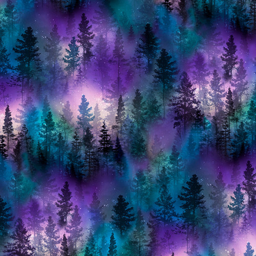 Dark blue fabric with purple stars and trees on 100% cotton background, perfect for a unique home decor project or craft. Dark blue fabric with purple stars and trees on 100% cotton background, perfect for a unique home decor project or craft.
