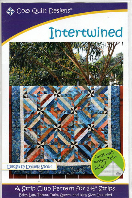 Quilt pattern with strip fabrics, tube technique, and intertwined design featuring six finish sizes from Cozy Quilt Designs. Quilt pattern with strip fabrics, tube technique, and intertwined design featuring six finish sizes from Cozy Quilt Designs.