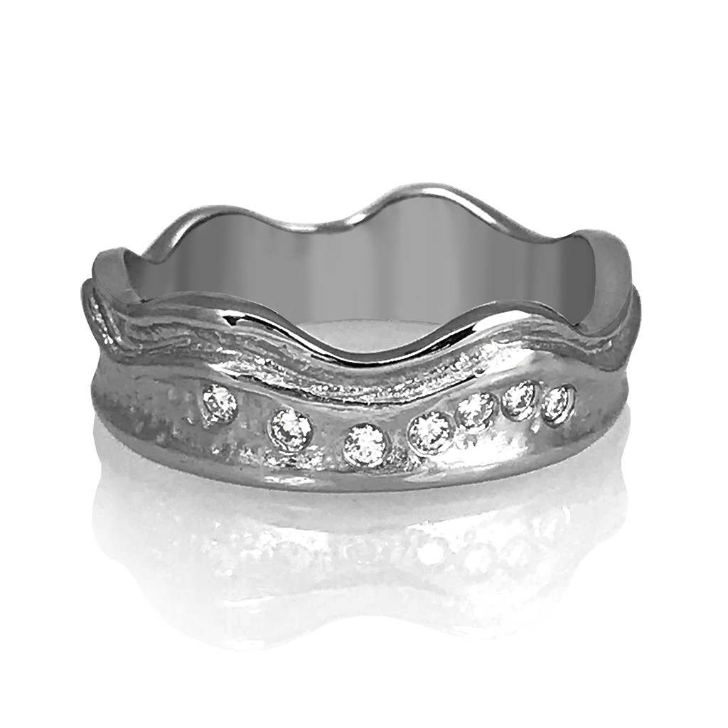 Stackable Diamond Rings Custom Made Wave Stackable Diamond Rings | Custom Handmade Fine Jewelry by K.MITA
