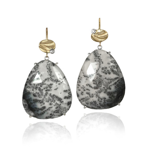 Vermont Earrings | Dendritic opal/quartz doublets | Handmade Fine Jewelry by K.MITA