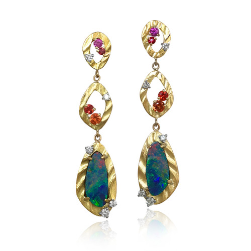 K.Mita's contemporary Vivian Earrings | Opal | Sapphires