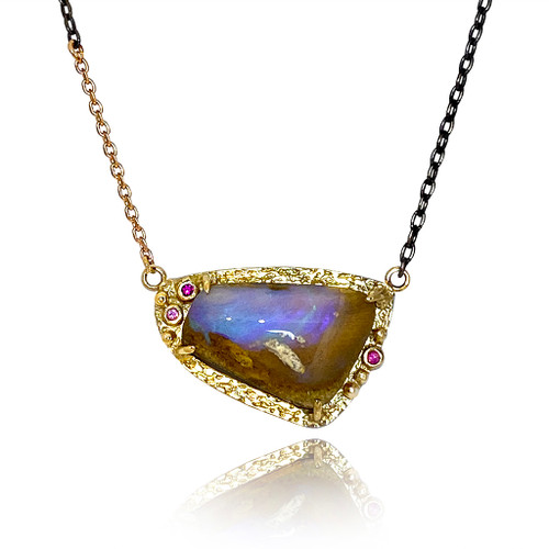 Pastel Pendant | Gold and Silver with Opal | Handmade Fine Jewelry by K.MITA