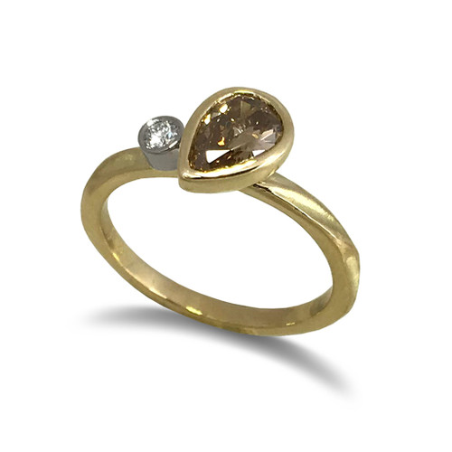  Dew Drop Brown Diamond Ring | Gold and Brown Diamond | Handmade Fine Jewelry by Keiko Mita