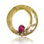 Circle Pink Tourmaline Brooch | Gold, Pink Tourmaline, Sapphires, Diamonds | Custom Unique Fine Jewelry  