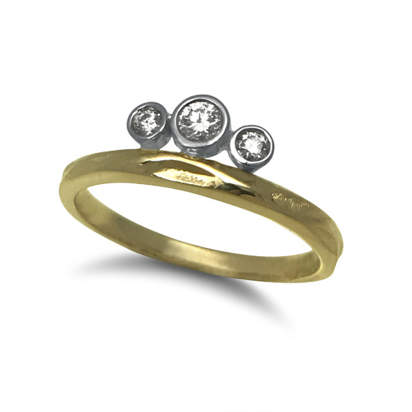 Tiara Ring | 14K yellow and white, Diamond | Handmade Fine Jewelry by K.Mita