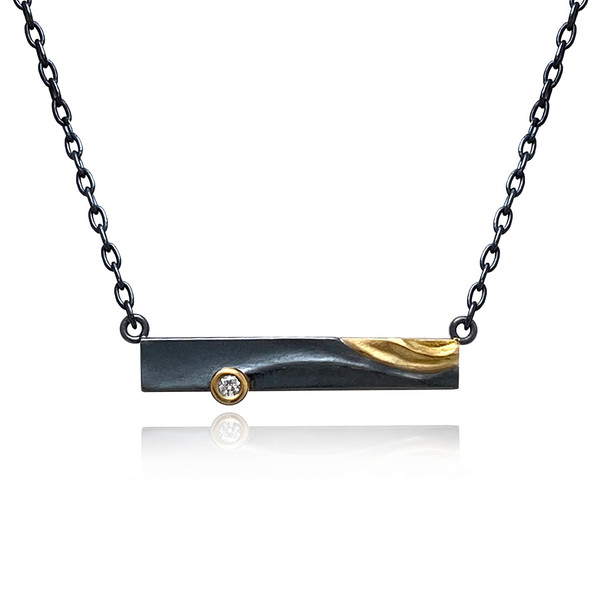 Black Zen Necklace by Keiko Mita | Gold, Oxidized Sterling Silver, Diamonds | Handmade Art Jewelry by K.MITA
