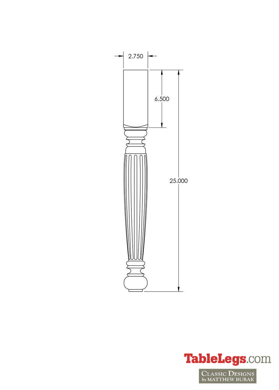 Fluted Farmhouse End Table Leg 25" Shop Online