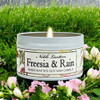 Freesia & Rain White Tin Candle