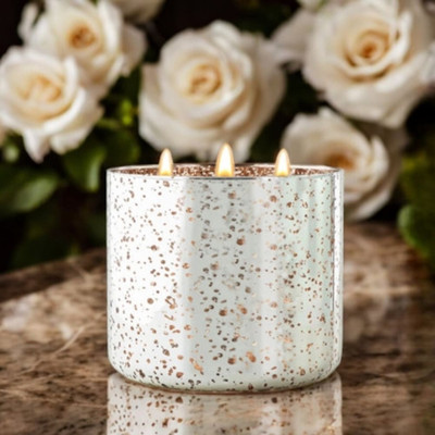 Twilight Rose Silver Mercury Glass Candle