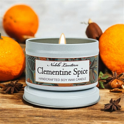 Clementine Spice White Tin Candle
