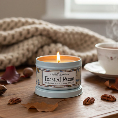 Toasted Pecan White Tin Candle
