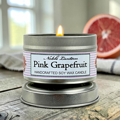 Pink Grapefruit Tin Candle