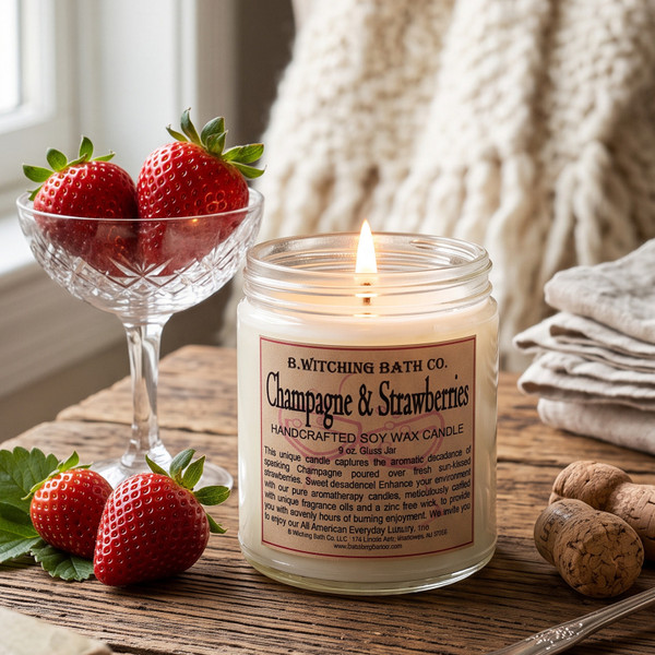 Champagne & Strawberry Handcrafted Soy Wax Candle