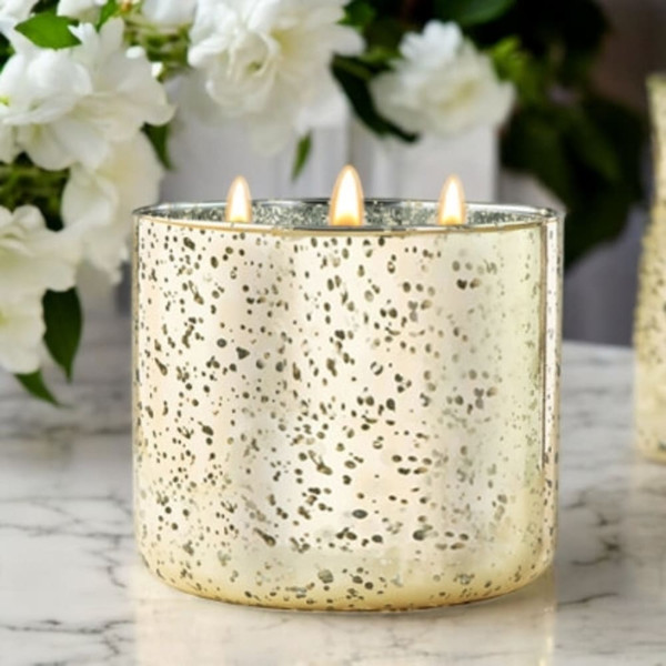 Moonflower Nectar Gold Mercury Glass Candle