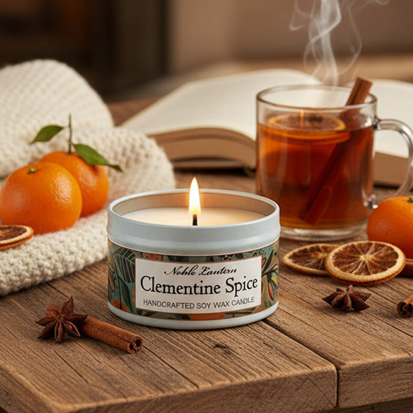 Clementine Spice White Tin Candle
