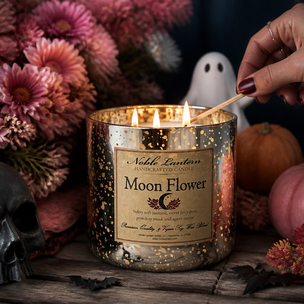 Moon Flower Mercury Glass Candle