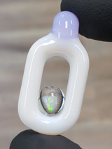 JNG STUDIO - Glass Double Link Pendant w/ Floating Opal Marble - Lotus White / Pixie