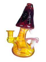GLASSHOLE - Mushroom Tripper Dab Rig w/ 10mm Female Joint - Dragon's Blood / NS Yellow