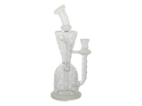 Double Uptake Recycler w/ Sandblasted Design & 14mm Female Joint - Clear