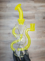 FOGZ GLASS - Klein Recycler Rig w/ 14mm Female Joint - Lemon Drop