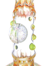 ED WOLFE - 12" Fully Worked Wrap n' Rake Bubble Bottom Bong - Yellow/Orange/Aqua
