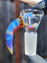 OJ FLAME - 3-Hole Martini Slide w/ Horn and 14mm Joint  - Amber Purple