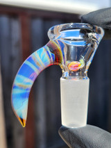 OJ FLAME - 3-Hole Martini Slide w/ Horn and 14mm Joint  - Amber Purple