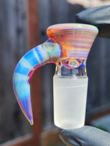 OJ FLAME - Full Color 4-Hole Martini Slide w/ Horn and 18mm Joint  - Amber Purple #1