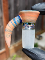 OJ FLAME - Full Color 4-Hole Martini Slide w/ Horn and 18mm Joint  - Dragon's Eye #1
