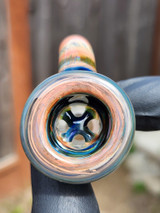 OJ FLAME - Full Color 4-Hole Martini Slide w/ Horn and 18mm Joint  - Dragon's Eye #2