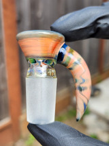 OJ FLAME - Full Color 4-Hole Martini Slide w/ Horn and 18mm Joint  - Dragon's Eye #2