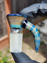OJ FLAME - Full Color 4-Hole Martini Slide w/ Horn and 18mm Joint  - Europa #2