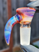 OJ FLAME - Full Color 3-Hole Martini Slide w/ Horn and 14mm Joint  - Amber Purple #1