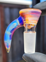 OJ FLAME - Full Color 3-Hole Martini Slide w/ Horn and 14mm Joint  - Amber Purple #1