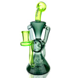 AFM - Full Color Double Uptake Klein Recycler w/ 14mm Slide - Smoke / Green