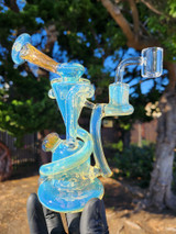 PHOENIX STAR - Gold/Silver Fume Double Uptake Floater Recycler w/ Quartz Banger - #1