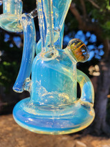 PHOENIX STAR - Gold/Silver Fume Double Uptake Floater Recycler w/ Quartz Banger - #1