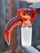 OJ FLAME - Full Color 3-Hole Martini Slide w/ Horn and 14mm Joint  - Pomegranate