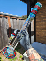 ASHME - 44mm Wrap n' Rake Gridline Tube  - Aqua / Red