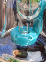 CALI BEAR - Heady Hybrid Recycler Rig w/ Opal - Tiffany Blue / Lime Candy
