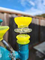CALI BEAR - Heady Fab Egg Rig w/ Seed of Life Perc & Opal - Blue Bird / Lemon Candy