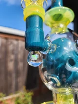 CALI BEAR - Heady Fab Egg Rig w/ Seed of Life Perc & Opal - Blue Bird / Lemon Candy